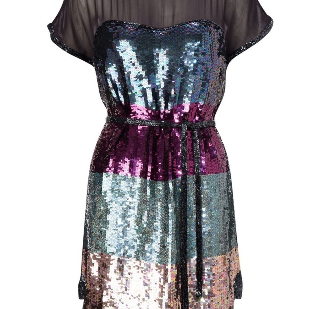 French Connection Rocka Sequin Colorblock  dress
